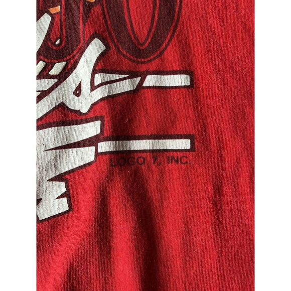 Vintage Logo 7 Chicago Bulls T-shirt Red Sz XL Single Stitch Rare Check Photos - Picture 3 of 10